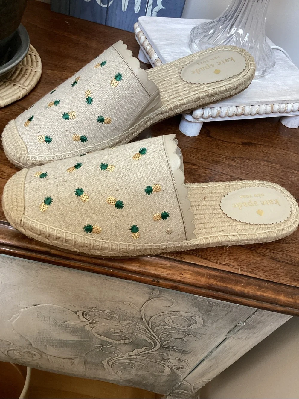 Kate Spade Rosie pineapple espadrille flats